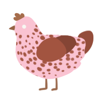 Choco, a rose and russet chicken with a speckle pattern