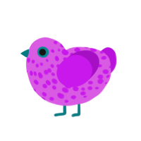 Pomme, a orchid and amethyst chicken with a speckle pattern