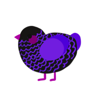 Hot Topic Princess, a sable and blurple chicken with a lace pattern