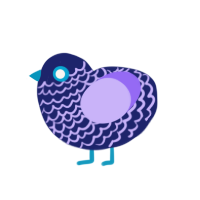 DEATHKILLER, a navy and lilac chicken with a lace pattern