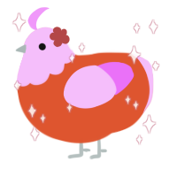 美玫莓, a vermilion and lavender chicken with a head pattern