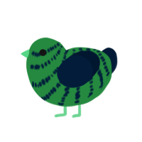 Wattle, a viridian and tumblr chicken with a bar pattern