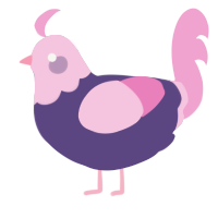 Pimk, a overcast and pink chicken with a head pattern