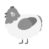 ugly, a white and grass chicken with a head pattern