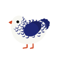 (unnamed), a white and navy chicken with a half-lace pattern