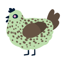 MS 06S Zaku II, a gluppy and bark chicken with a speckle pattern