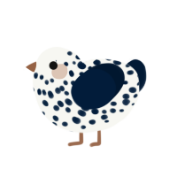 ballpoint pen, a white and tumblr chicken with a speckle pattern