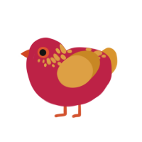 (unnamed), a crimson and orange chicken with a neck-speckle pattern