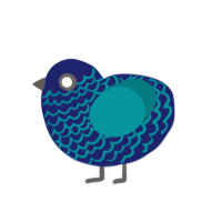 Lapis, a navy and teal chicken with a lace pattern