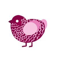 Rouge, a maroon and pink chicken with a lace pattern