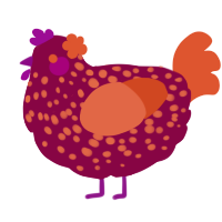 Lava Lamp, a maroon and vermilion chicken with a speckle pattern