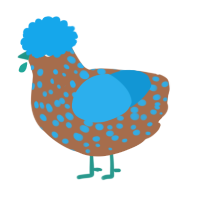 Colby Jack, a brown and sky chicken with a speckle pattern