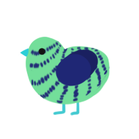 Mint Choco Chip, a spring and navy chicken with a bar pattern