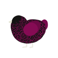 gothic emo wannabeak, a black and wine chicken with a double-lace pattern