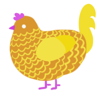 Pumpkin, a orange and yellow chicken with a lace pattern