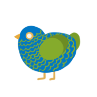 seaweed biome, a sapphire and chartreuse chicken with a lace pattern