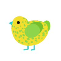 Lemon Drop, a yellow and grass chicken with a speckle pattern