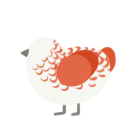 (unnamed), a white and vermilion chicken with a half-lace pattern