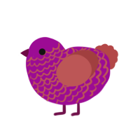 Bawgahs, a plum and red chicken with a lace pattern