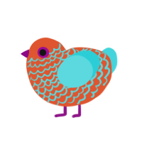 (unnamed), a vermilion and aqua chicken with a lace pattern