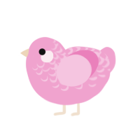 Peony, a pink chicken with a half-lace pattern