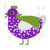 Genderqueer, a violet and mist chicken with a speckle pattern