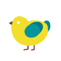 (unnamed), a yellow and teal chicken