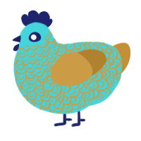 Sweet Freak, a aqua and gold chicken with a double-lace pattern