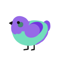 Jazzercise, a mint and blurple chicken with a head pattern