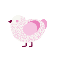 Aphrodite, a white and pink chicken with a double-lace pattern