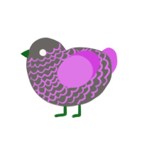 Cinema, a grey and orchid chicken with a lace pattern