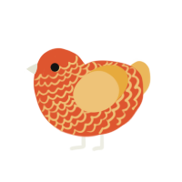 Candy, a vermilion and honey chicken with a lace pattern