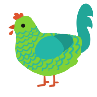 sweetpea, a grass and turquoise chicken with a lace pattern