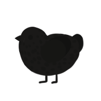 blatbob, a sable and black chicken with a speckle pattern