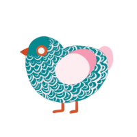 (unnamed), a teal and rose chicken with a double-lace pattern