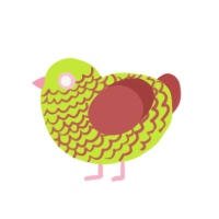 (unnamed), a lime and red chicken with a lace pattern