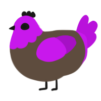 Marn, a bark and amethyst chicken with a head pattern