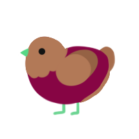 BBQ JR, a maroon and brown chicken with a head pattern