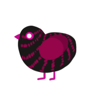 Cain, a sable and maroon chicken with a bar pattern