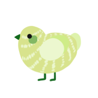 Lime, a lemon and apple chicken with a bar pattern