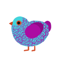 (unnamed), a aqua and plum chicken with a double-lace pattern