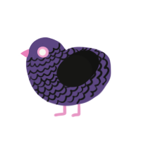 Cutie, a overcast and black chicken with a lace pattern