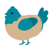 jackie, a beige and sea chicken with a head pattern