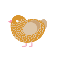 Maple Leaf, a orange and beige chicken with a lace pattern