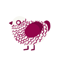 Frozen berry, a white and maroon chicken with a lace pattern