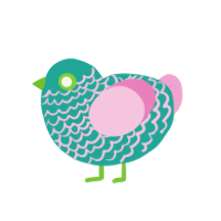 (unnamed), a turquoise and pink chicken with a lace pattern