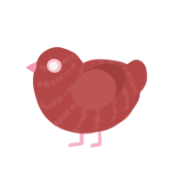 Valentines, a red chicken with a bar pattern