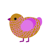 (unnamed), a ochre and orchid chicken with a lace pattern