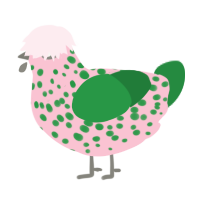 fresa verde, a rose and viridian chicken with a speckle pattern