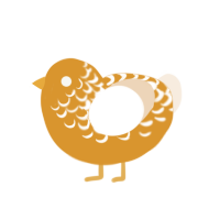 Yellow Ahh, a orange and cream chicken with a half-lace pattern